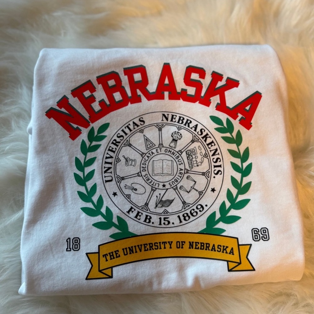 Youth Medium White Nebraska Tee